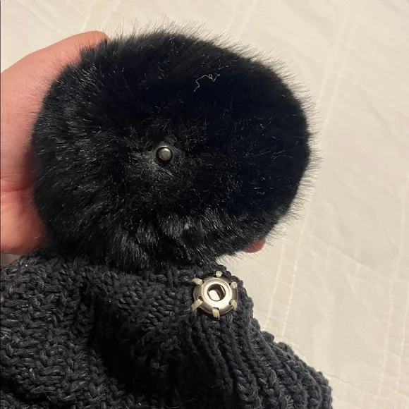 Love Your Melon Black Knit Beanie with detachable black Pom Pom - Picture 3 of 4